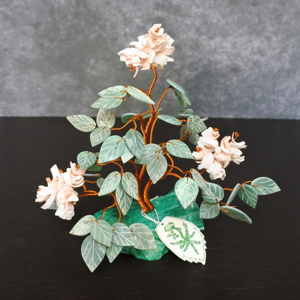 Vintage Fortune Tree Shell Stone Wire Sculpture